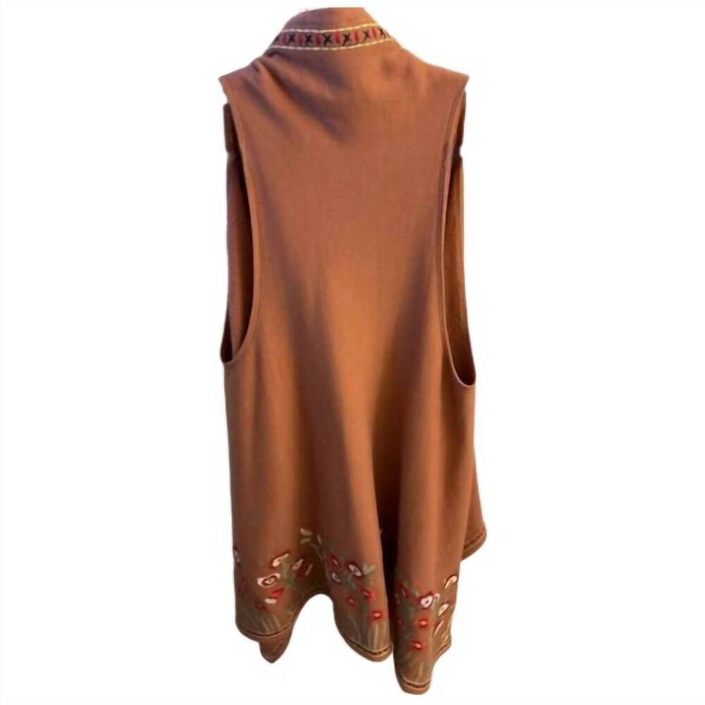 NEW DANIALI women's sleeveless embroidered vest in rust